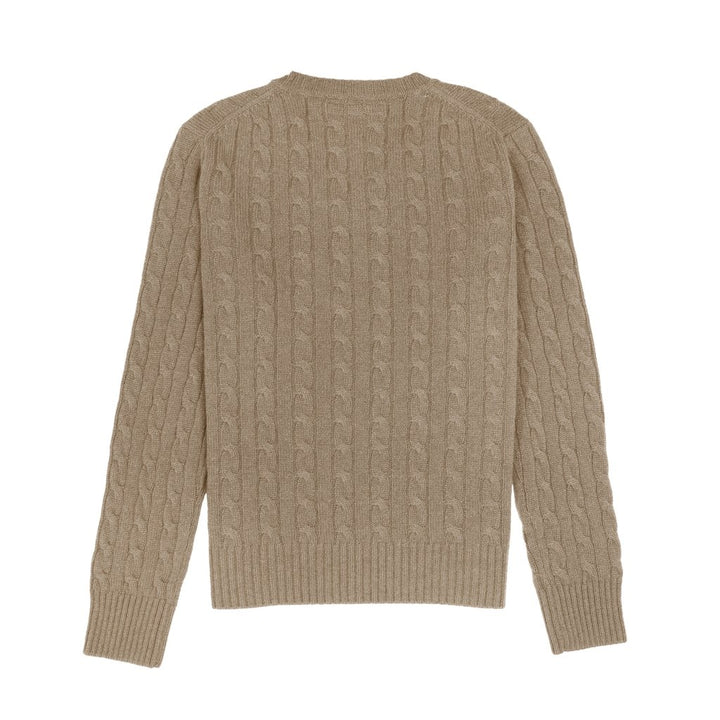 Cashmere Polo Club Larisa Ladies V - Neck Pullover Allover Cable Knit - 100% Cashmere - Fragrance London