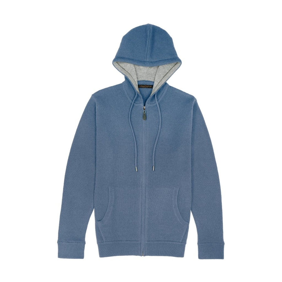 Cashmere Polo Club Logan Men’s Inner Contrast Hooded Full Zip Cardigan - 100% Cashmere - Fragrance London