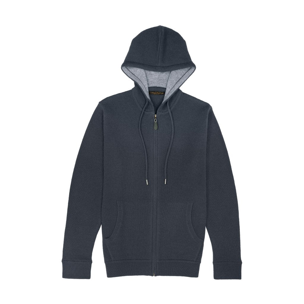 Cashmere Polo Club Logan Men’s Inner Contrast Hooded Full Zip Cardigan - 100% Cashmere - Fragrance London