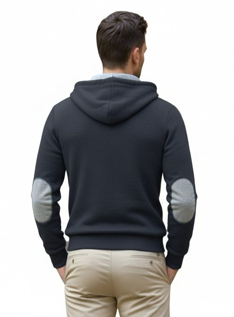 Cashmere Polo Club Logan Men’s Inner Contrast Hooded Full Zip Cardigan Charcoal - 100% Cashmere - Fragrance London