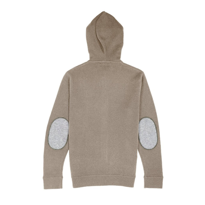 Cashmere Polo Club Logan Men’s Inner Contrast Hooded Full Zip Cardigan Eco Stone - 100% Cashmere - Fragrance London