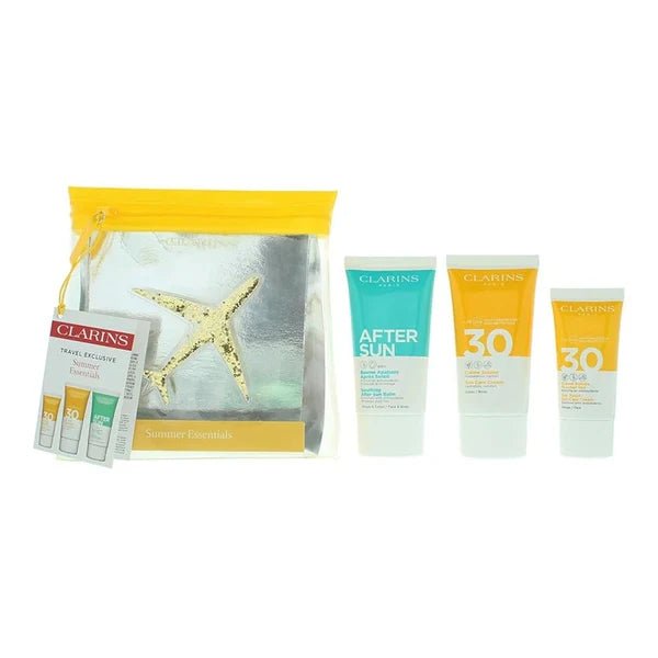 Clarins Essential Suncare Travel Set (Face SPF50 30ml + Body SPF30 75ml + After Sun Balm 75ml) - Fragrance London
