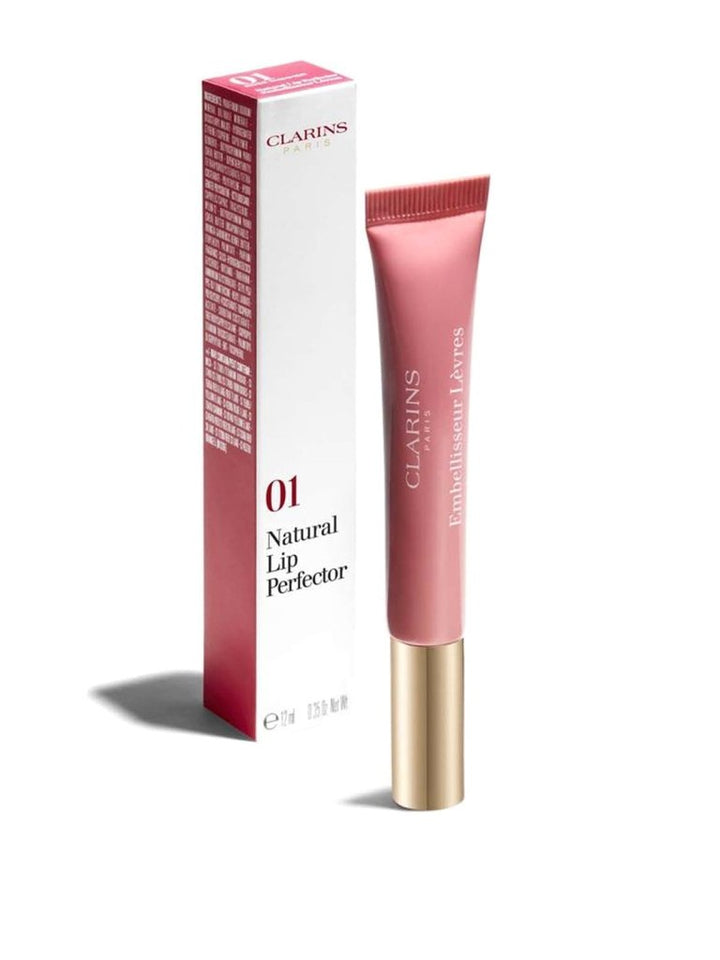 Clarins Natural Lip Perfector Gloss 01 Rose Shimmer 12ml - Fragrance London