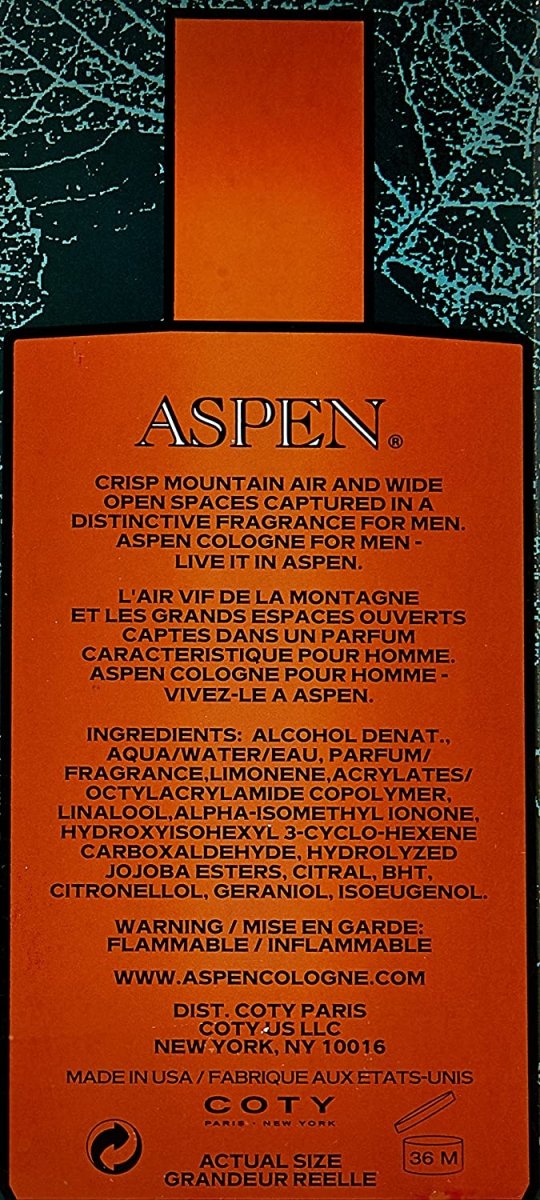 Coty Aspen Cologne Spray 118ml - Fragrance London