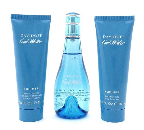 Davidoff Cool Water Gift Set (Eau De Toilette 100ml + Body Lotion 75ml + Shower Gel 75ml) - Fragrance London