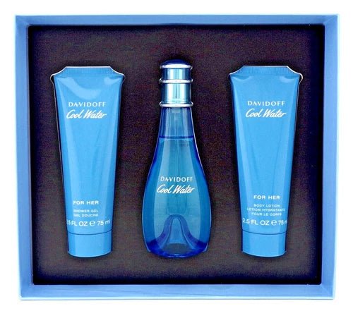 Davidoff Cool Water Gift Set (Eau De Toilette 100ml + Body Lotion 75ml + Shower Gel 75ml) - Fragrance London