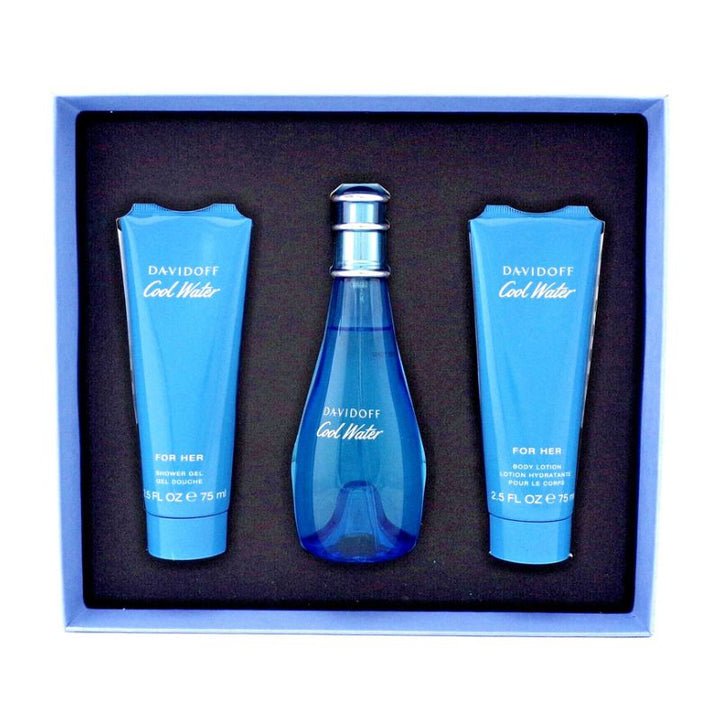 Davidoff Cool Water Gift Set (Eau De Toilette 100ml + Shower Gel 75ml + Body Lotion 75ml) - Fragrance London