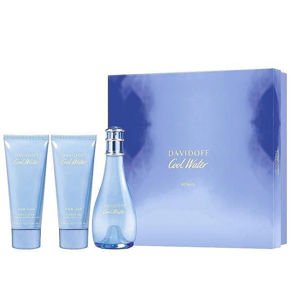 Davidoff Cool Water Gift Set (Eau De Toilette 100ml + Shower Gel 75ml + Body Lotion 75ml) - Fragrance London