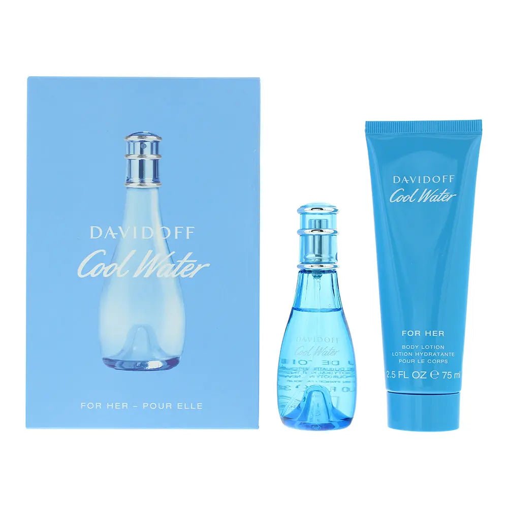 Davidoff Cool Water Gift Set (Eau De Toilette Spray 30ml + Body Lotion 75ml) - Fragrance London