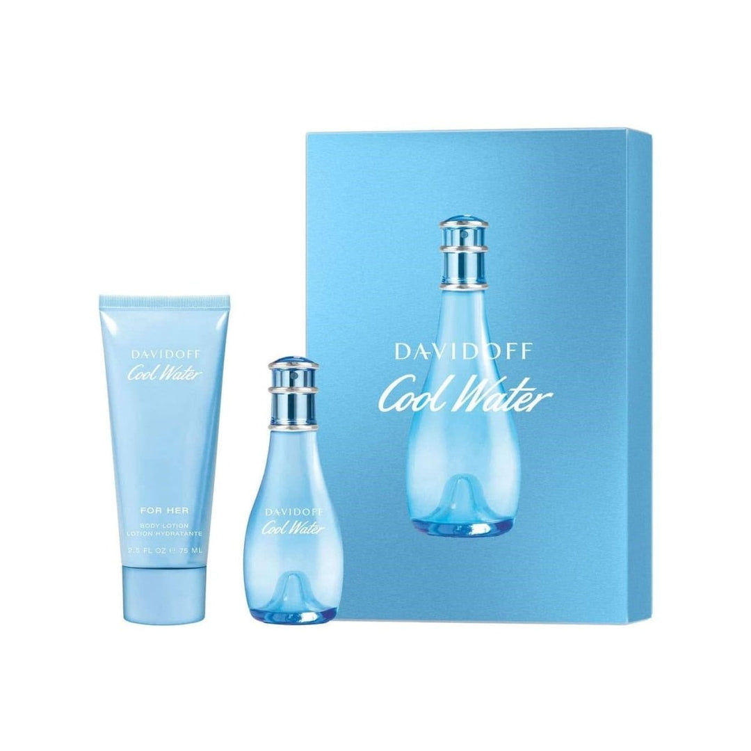 Davidoff Cool Water Gift Set (Eau De Toilette Spray 30ml + Body Lotion 75ml) - Fragrance London
