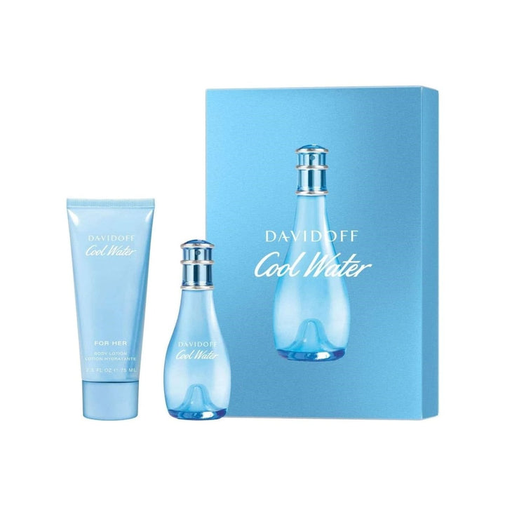 Davidoff Cool Water Gift Set (Eau De Toilette Spray 30ml + Body Lotion 75ml) - Fragrance London