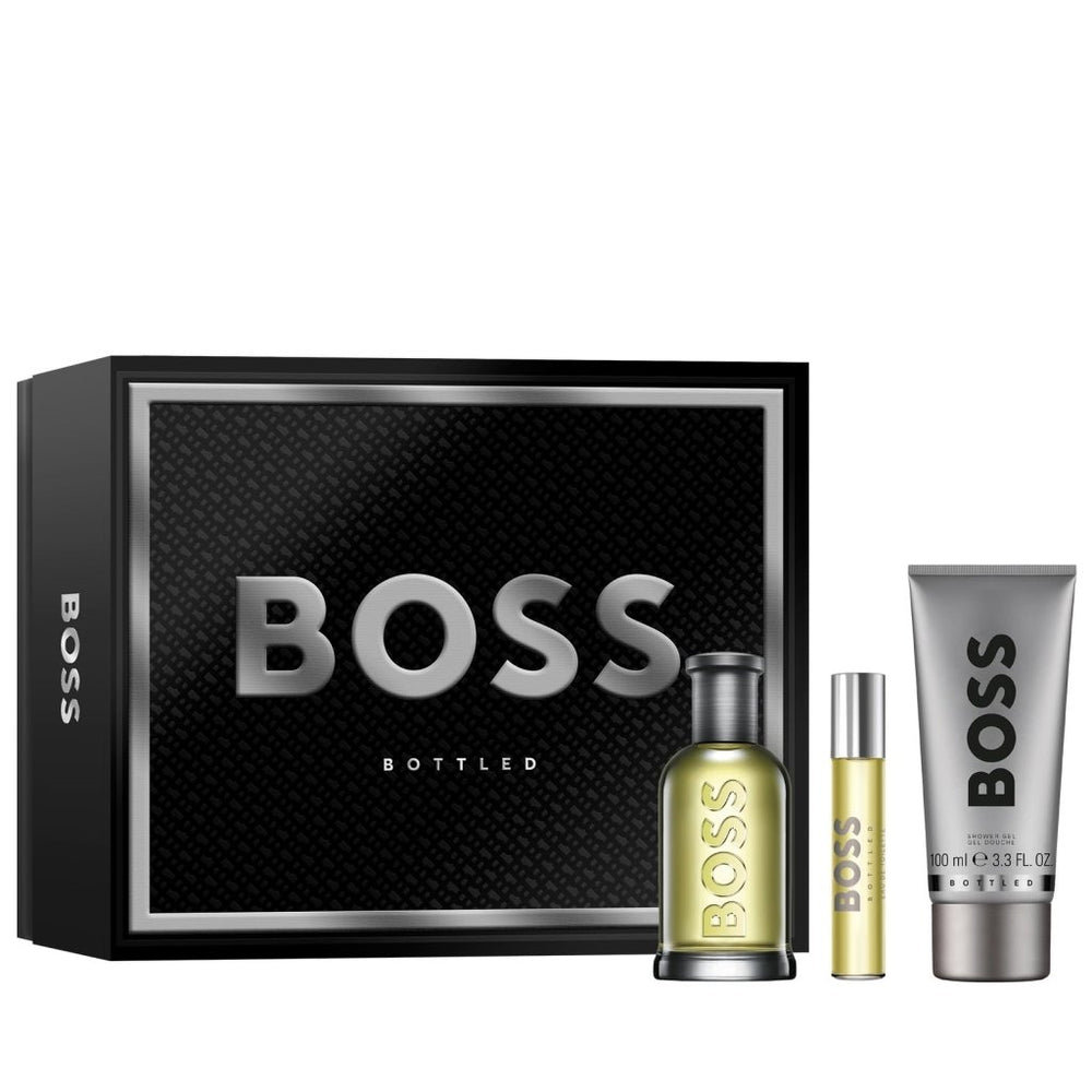 Hugo Boss Bottled Gift Set (Eau De Toilette 100ml + Eau De Toilette 10ml + Shower Gel 100ml) - Fragrance London
