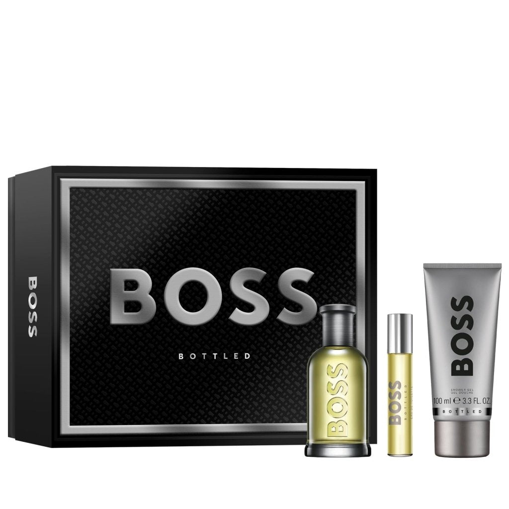 Hugo Boss Bottled Gift Set (Eau De Toilette 100ml + Eau De Toilette 10ml + Shower Gel 100ml) - Fragrance London