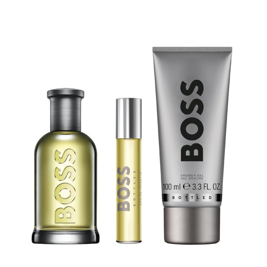 Hugo Boss Bottled Gift Set (Eau De Toilette 100ml + Eau De Toilette 10ml + Shower Gel 100ml) - Fragrance London