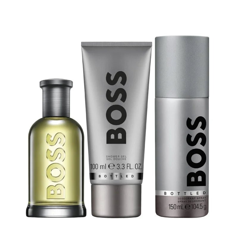 Hugo Boss Bottled Gift Set (Eau De Toilette 100ml + Shower Gel 100ml + Deodorant Spray 150ml) - Fragrance London