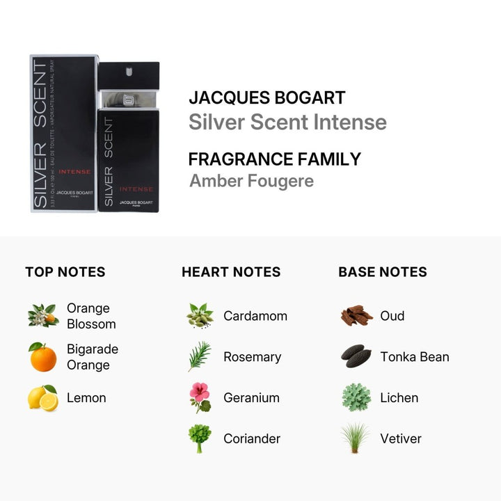 Jacques Bogart Silver Scent Intense Eau De Toilette Spray 100ml - Fragrance London