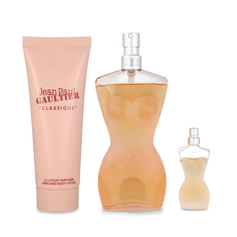 Jean Paul Gaultier Classique Gift Set (Eau De Toilette Spray 100ml + Body Lotion 75ml + Eau De Toilette Spray 6ml) - Fragrance London