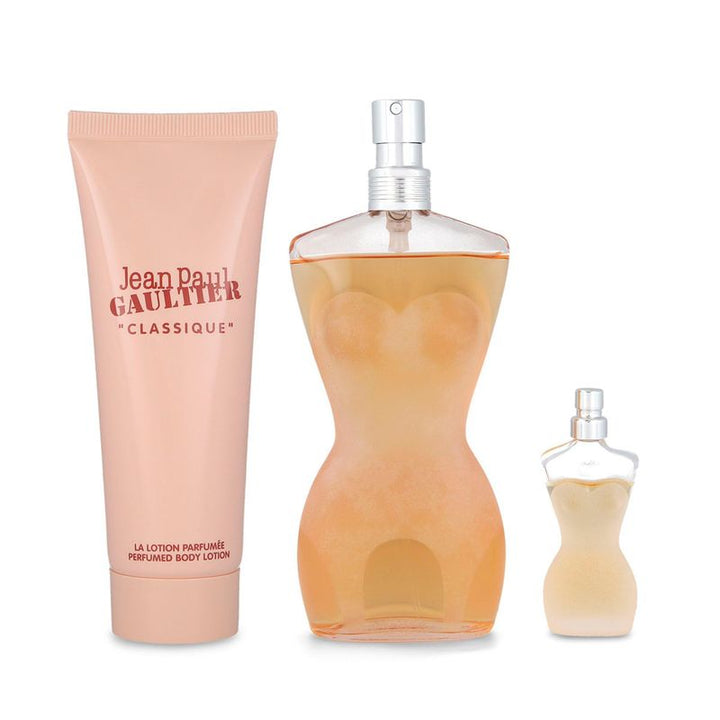Jean Paul Gaultier Classique Gift Set (Eau De Toilette Spray 100ml + Body Lotion 75ml + Eau De Toilette Spray 6ml) - Fragrance London