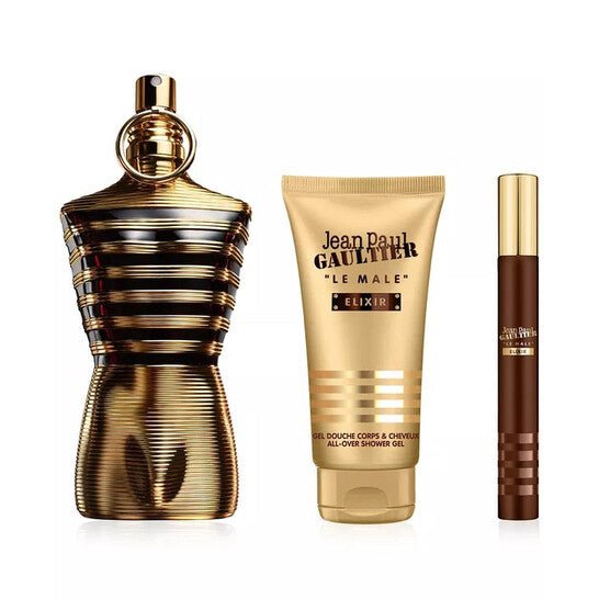 Jean Paul Gaultier Le Male Elixir Gift Set (Eau De Parfum Spray 125ml + Eau De Parfum Spray 10ml + Shower Gel 75ml) - Fragrance London