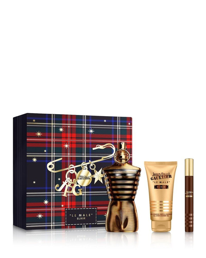 Jean Paul Gaultier Le Male Elixir Gift Set (Eau De Parfum Spray 125ml + Eau De Parfum Spray 10ml + Shower Gel 75ml) - Fragrance London