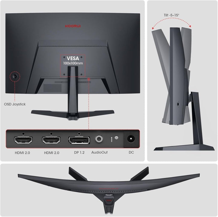 KOORUI 27 Inch Curved Gaming Monitor 180Hz FHD VA 1ms 1500R – 27E6CA - Fragrance London