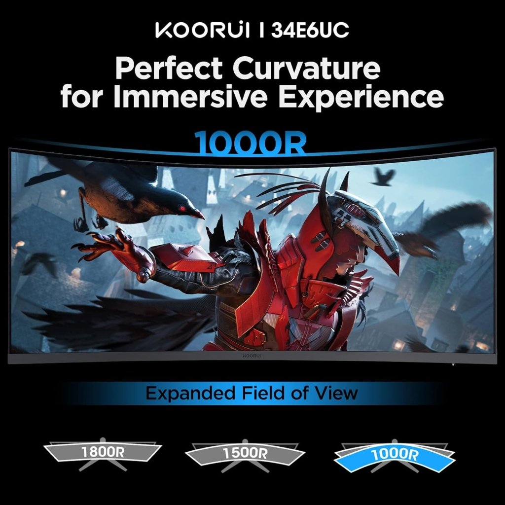 KOORUI 34" UltraWide Curved Gaming Monitor WQHD 165Hz – 34E6UC - Fragrance London