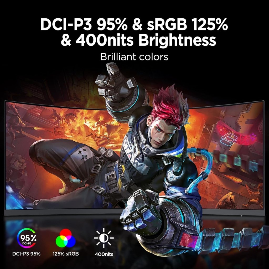 KOORUI 34" UltraWide Curved Gaming Monitor WQHD 165Hz – 34E6UC - Fragrance London