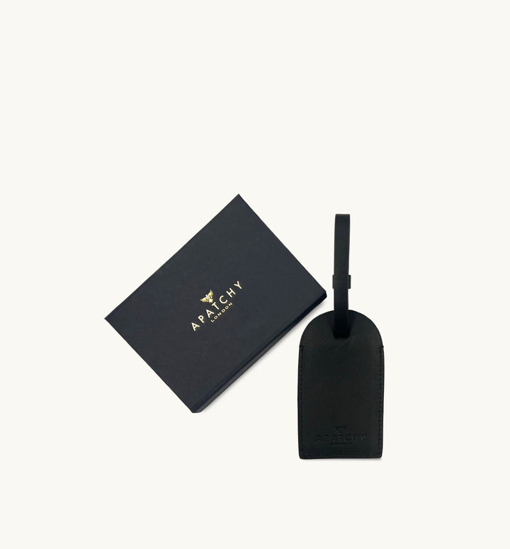 Apatchy London The Black Leather Luggage Tag