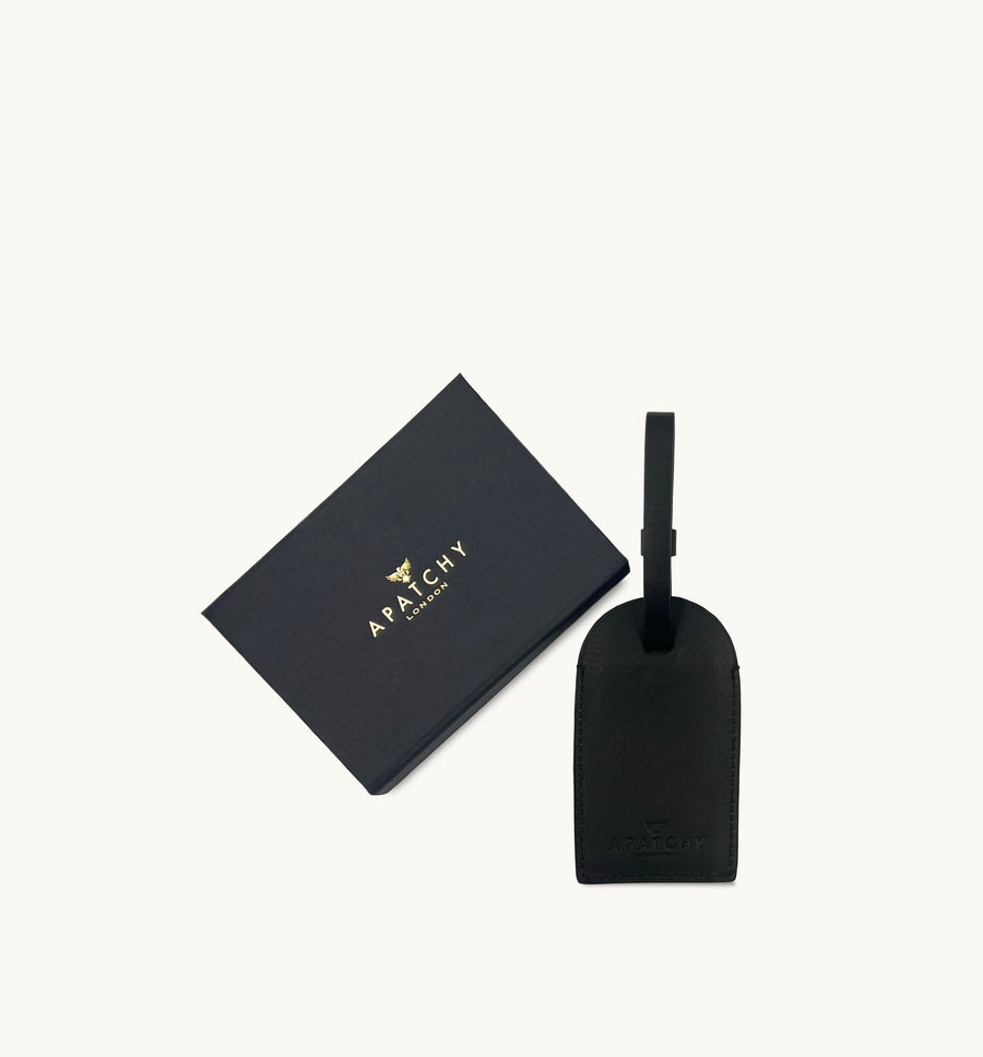 Apatchy London The Black Leather Luggage Tag