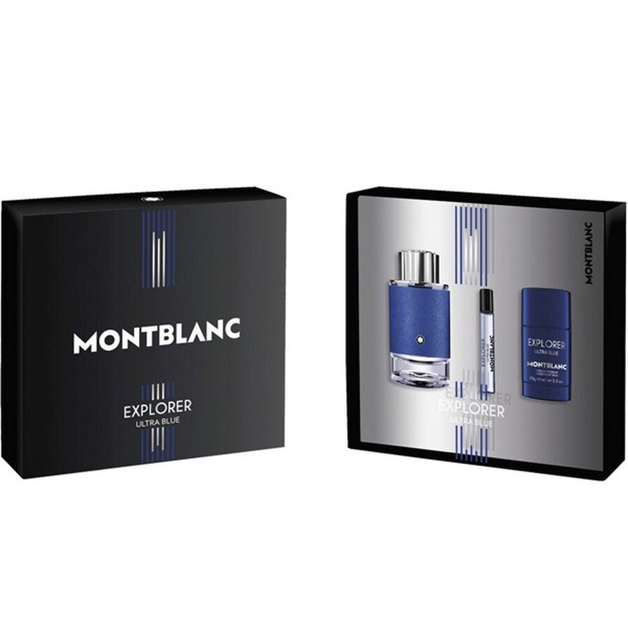 Mont Blanc Explorer Ultra Blue Gift Set (Eau De Parfum 100ml + Deodorant Stick 75ml + Eau De Parfum 7.5ml) - Fragrance London