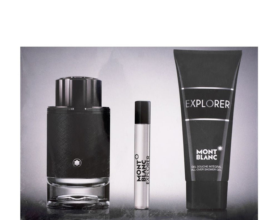 Montblanc Explorer Gift Set (Eau De Parfum Spray 100ml + Eau De Parfum Spray 7.5ml + Shower Gel 100ml) - Fragrance London