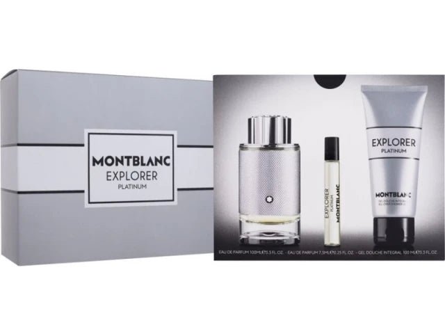 Montblanc Explorer Platinum Gift Set (Eau De Parfum 100ml + Eau De Parfum 7.5ml + Shower Gel 100ml) - Fragrance London