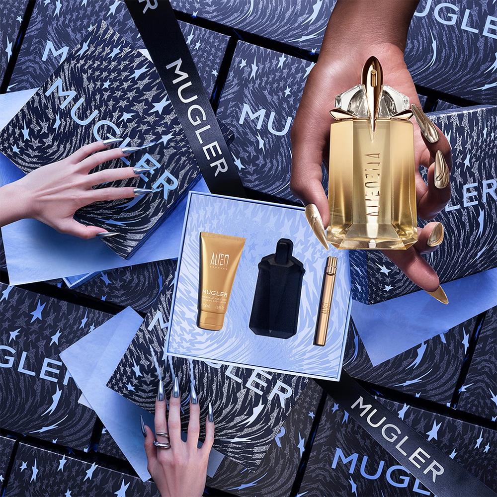 Mugler Alien Goddess Gift Set (Refillable Eau De Parfum 60ml + Body Lotion 50ml + Travel Spray) - Fragrance London