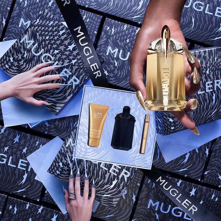 Mugler Alien Goddess Gift Set (Refillable Eau De Parfum 60ml + Body Lotion 50ml + Travel Spray) - Fragrance London