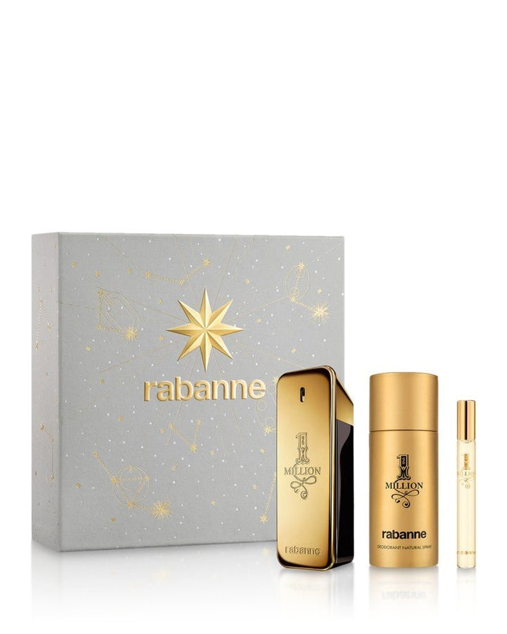 Paco Rabanne 1 Million Gift Set (Eau De Toilette Spray 100ml + Deodorant Spray 150ml + Eau De Toilette Spray 10ml) - Fragrance London