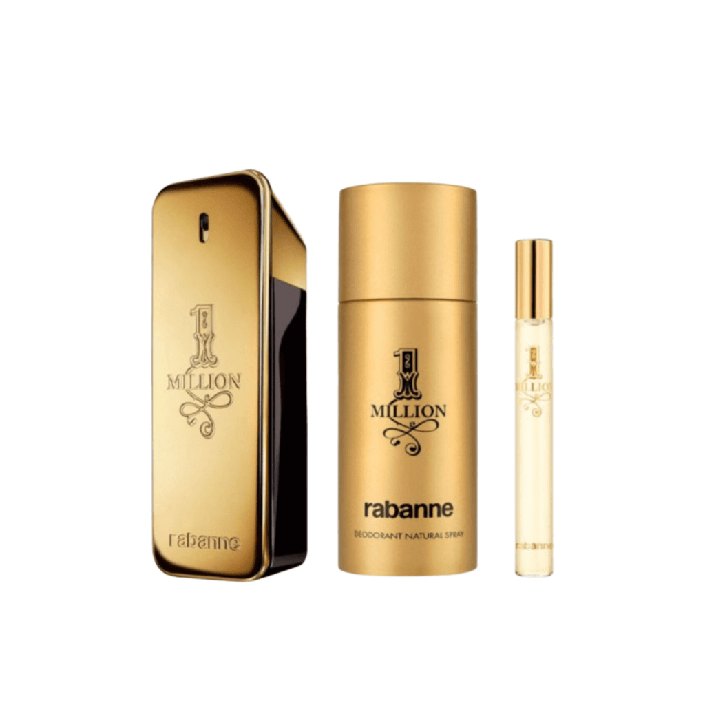 Paco Rabanne 1 Million Gift Set (Eau De Toilette Spray 100ml + Deodorant Spray 150ml + Eau De Toilette Spray 10ml) - Fragrance London
