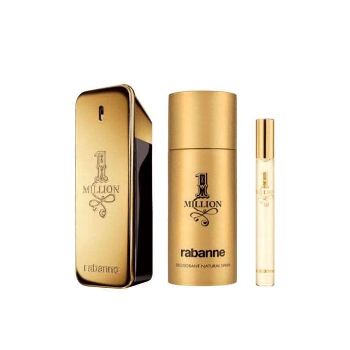 Paco Rabanne 1 Million Gift Set (Eau De Toilette Spray 100ml + Deodorant Spray 150ml + Eau De Toilette Spray 10ml) - Fragrance London