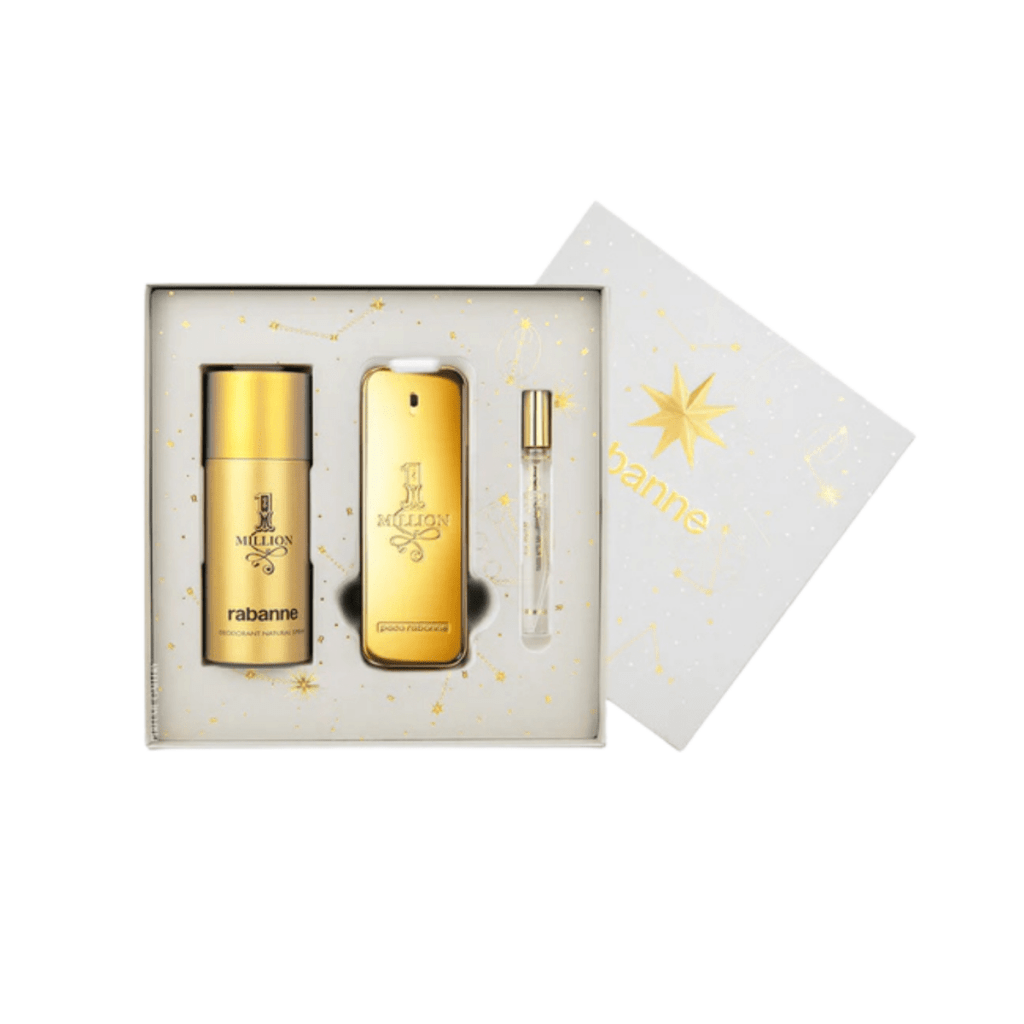 Paco Rabanne 1 Million Gift Set (Eau De Toilette Spray 100ml + Deodorant Spray 150ml + Eau De Toilette Spray 10ml) - Fragrance London