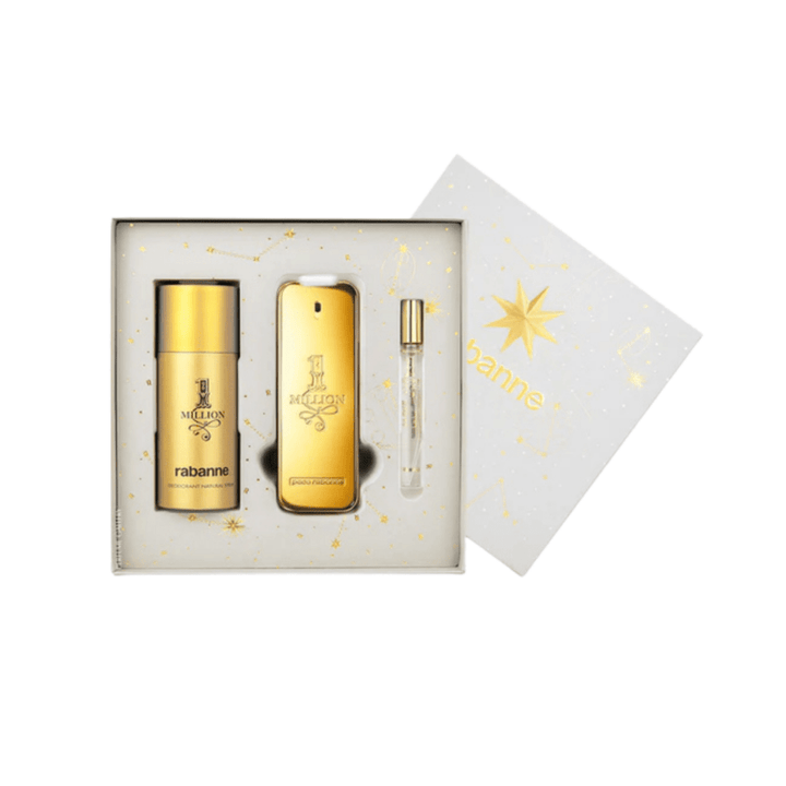 Paco Rabanne 1 Million Gift Set (Eau De Toilette Spray 100ml + Deodorant Spray 150ml + Eau De Toilette Spray 10ml) - Fragrance London
