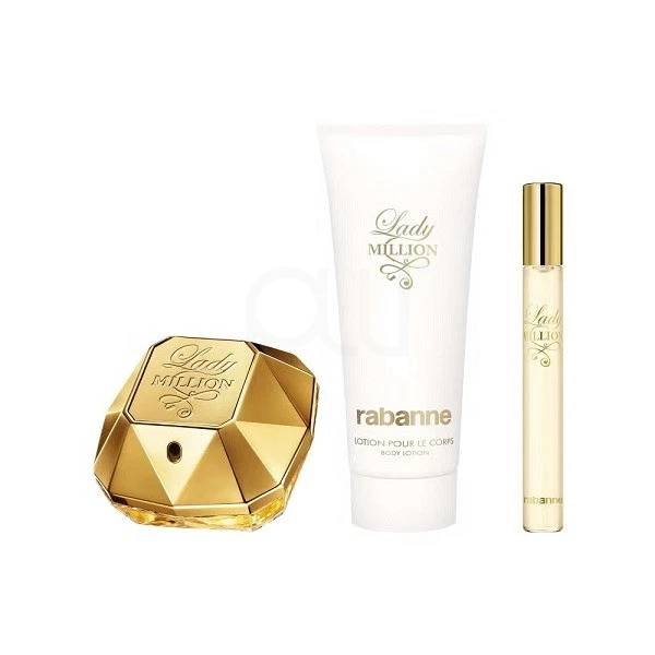 Paco Rabanne Lady Million Gift Set (Eau De Parfum Spray 50ml + Body Lotion 100ml + Eau De Parfum Spray 10ml) - Fragrance London