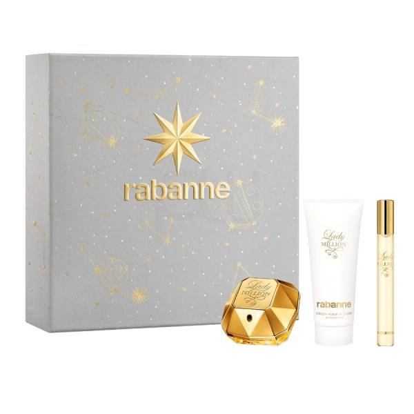 Paco Rabanne Lady Million Gift Set (Eau De Parfum Spray 50ml + Body Lotion 100ml + Eau De Parfum Spray 10ml) - Fragrance London