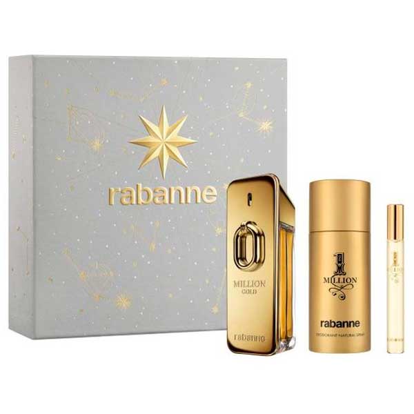 Paco Rabanne Million Gold Intense Gift Set (Eau De Parfum Spray 100ml + Deodorant Spray 150ml + 10ml Travel Spray) - Fragrance London