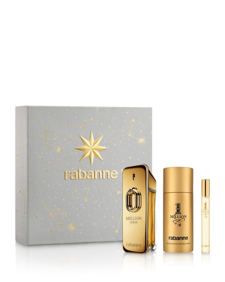 Paco Rabanne Million Gold Intense Gift Set (Eau De Parfum Spray 100ml + Deodorant Spray 150ml + 10ml Travel Spray) - Fragrance London