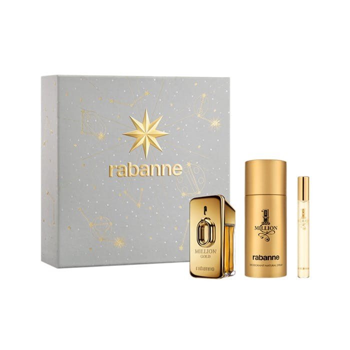 Paco Rabanne Million Gold Intense Gift Set (Eau De Parfum Spray 50ml + Deodorant Spray 150ml + Eau De Toilette Spray 10ml) - Fragrance London