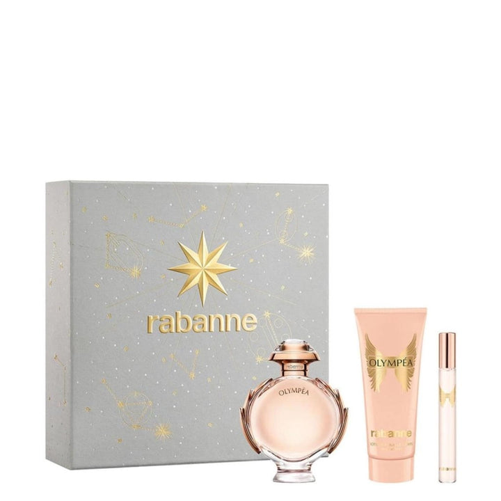 Paco Rabanne Olympea Gift Set (Eau De Parfum Spray 80ml + Body Lotion 100ml + Eau De Parfum Spray 10ml) - Fragrance London
