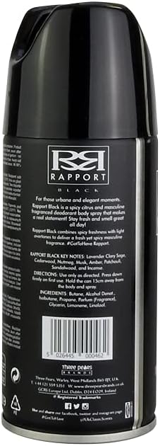 Rapport Black Deodorant Body Spray 150ml - Fragrance London