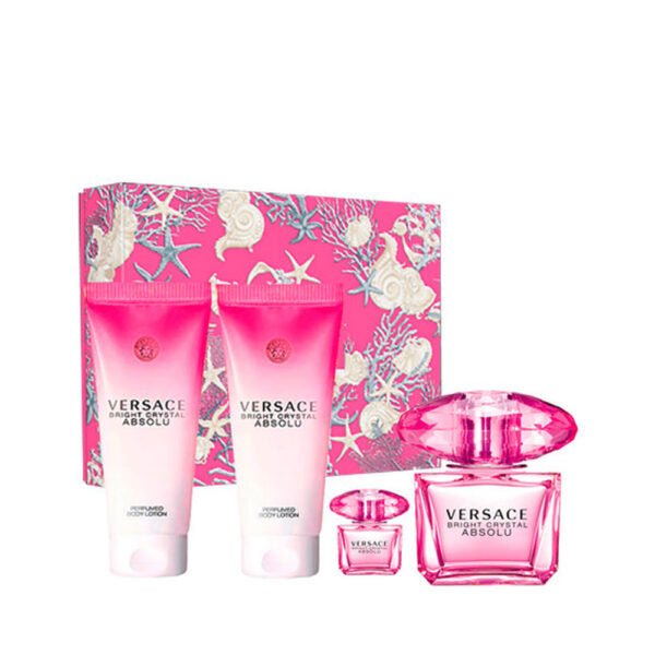 Versace Bright Crystal Absolu Gift Set (Eau De Parfum 90ml + Eau De Parfum 5ml + Body Lotion 100ml + Shower Gel 100ml) - Fragrance London