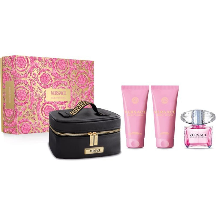 Versace Bright Crystal Gift Set (Eau De Toilette 90ml + Shower Gel 100ml + Body Lotion 100ml + Pouch) - Fragrance London
