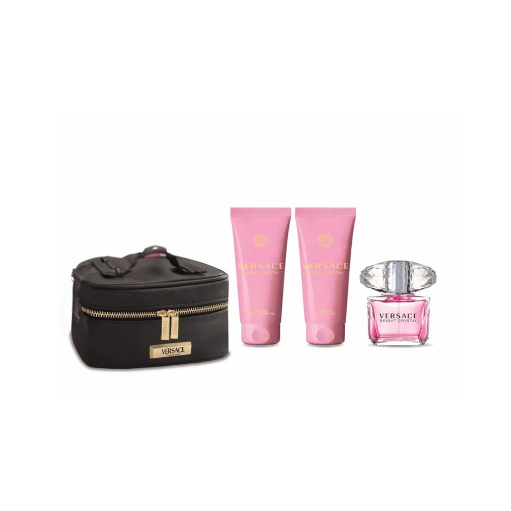 Versace Bright Crystal Gift Set (Eau De Toilette 90ml + Shower Gel 100ml + Body Lotion 100ml + Pouch) - Fragrance London