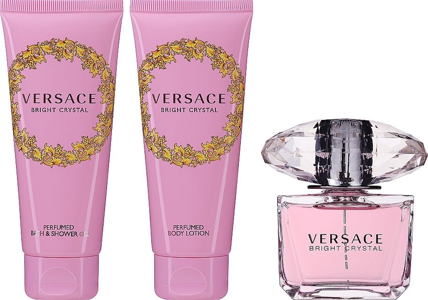 Versace Bright Crystal Gift Set (Eau De Toilette Spray 50ml + Shower Gel 50ml + Body Lotion 50ml) - Fragrance London